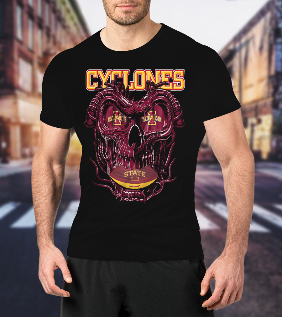 Cyclones Dragonskull Iowa State X Cyclones Football Helmet Skulls T-Shirt