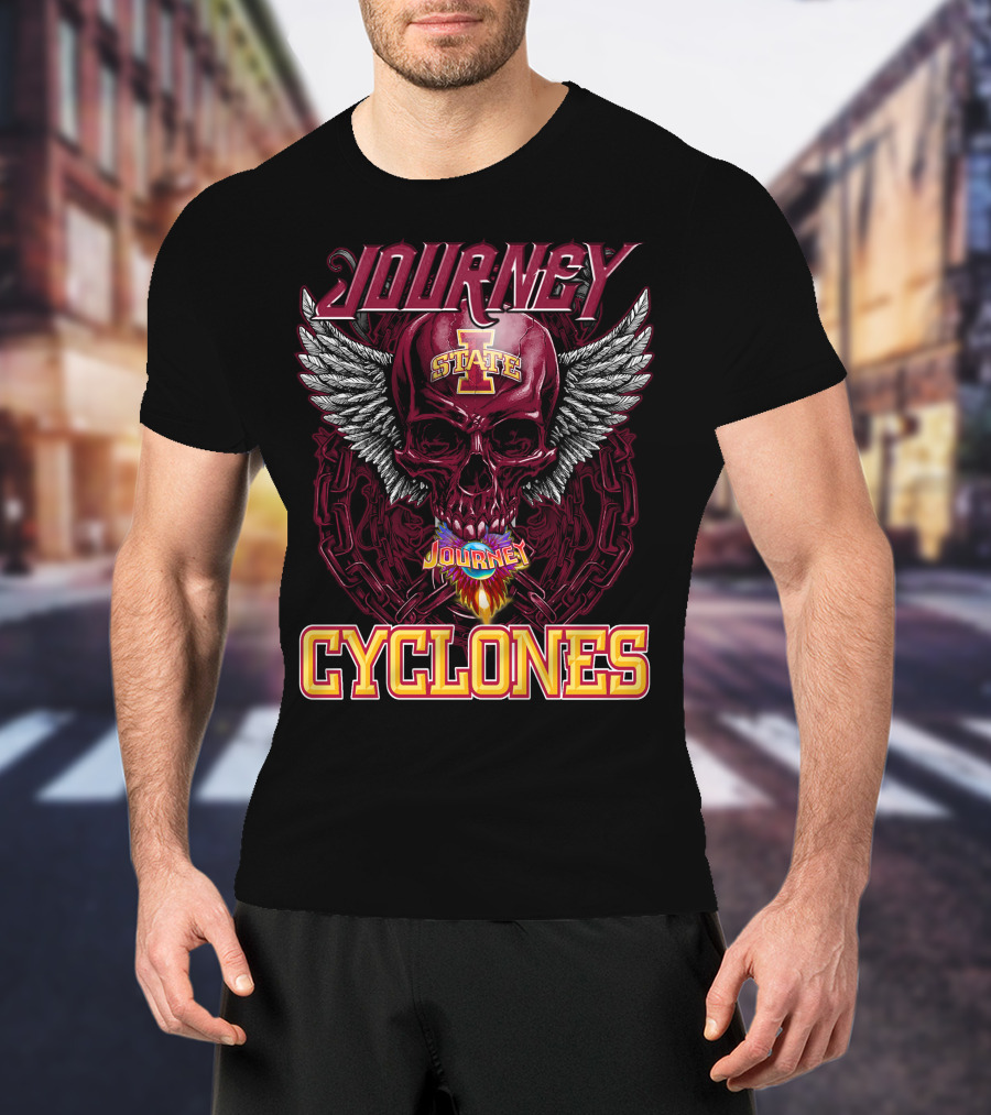 Journey Cyclones Iowa State Winged Skull Flame T-Shirt