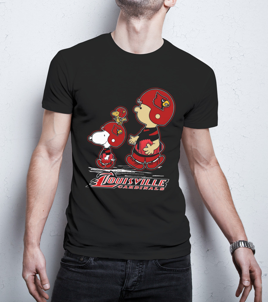 Snpfootball Louisville Cardinals Charlie Brown And Snoopy T-Shirt