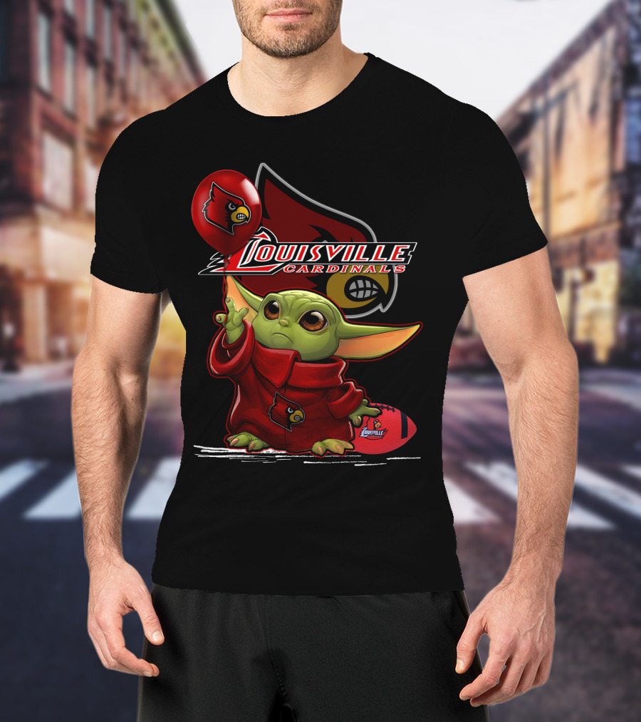 Louisville Cardinals Yoda Balloon Football T-Shirt