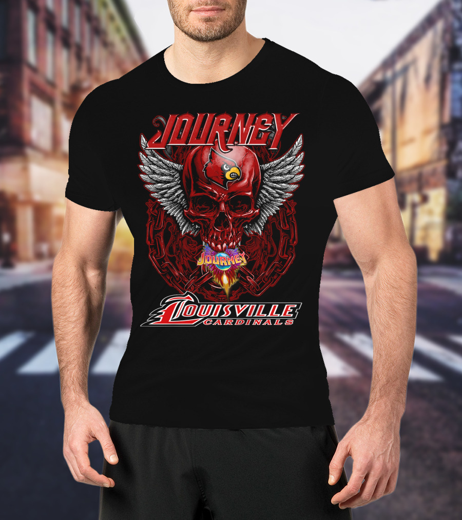 Journey Louisville Cardinals Skull Wings T-Shirt