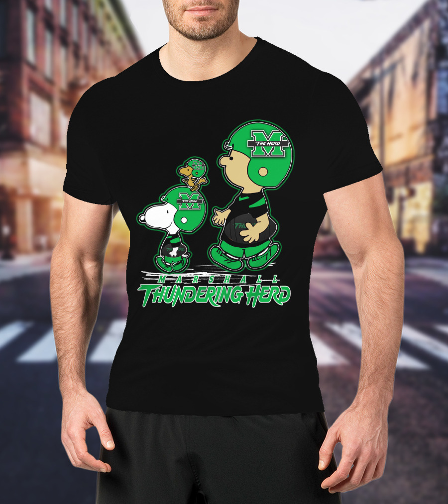 Marshall Thundering Herd Football Cartoon Characters T-Shirt