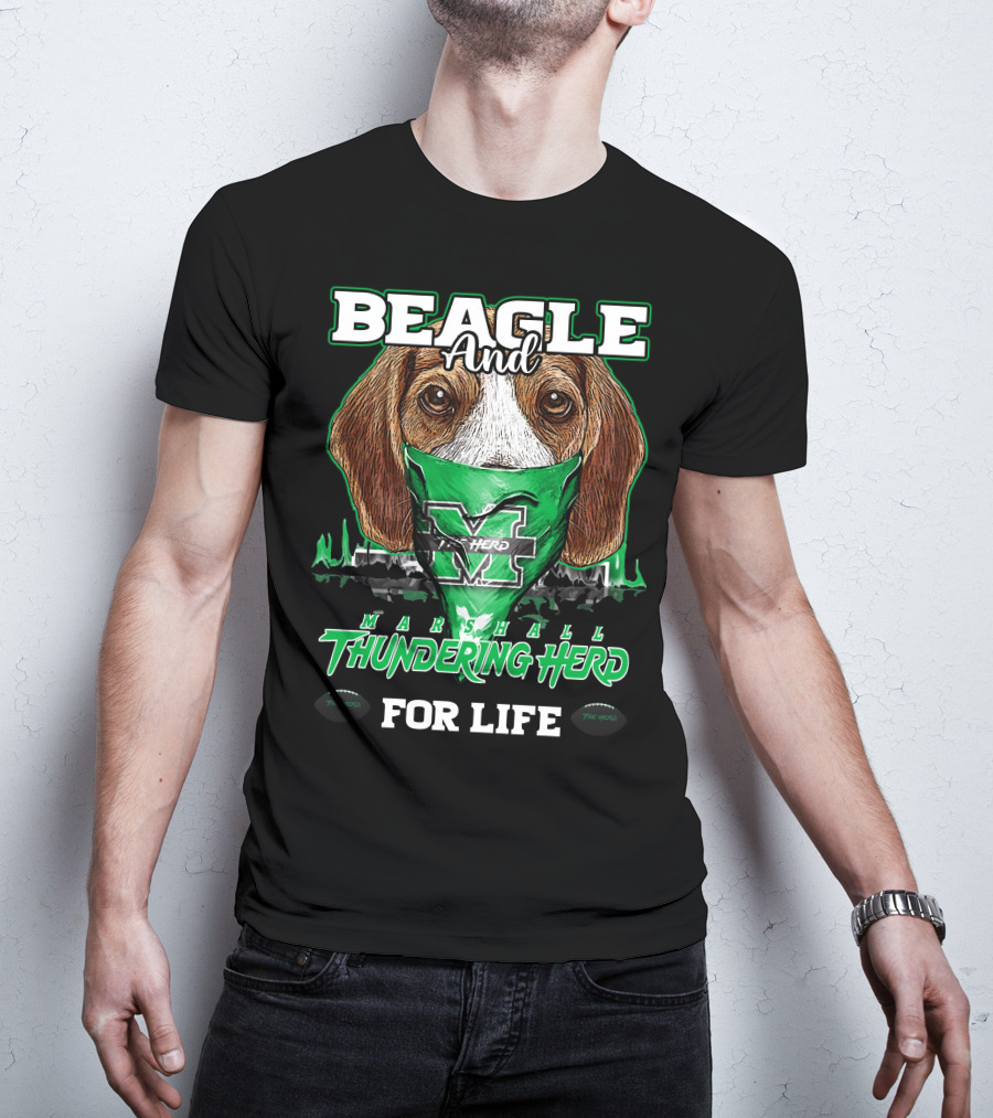 Beagle And Marshall Thundering Herd For Life T-Shirt