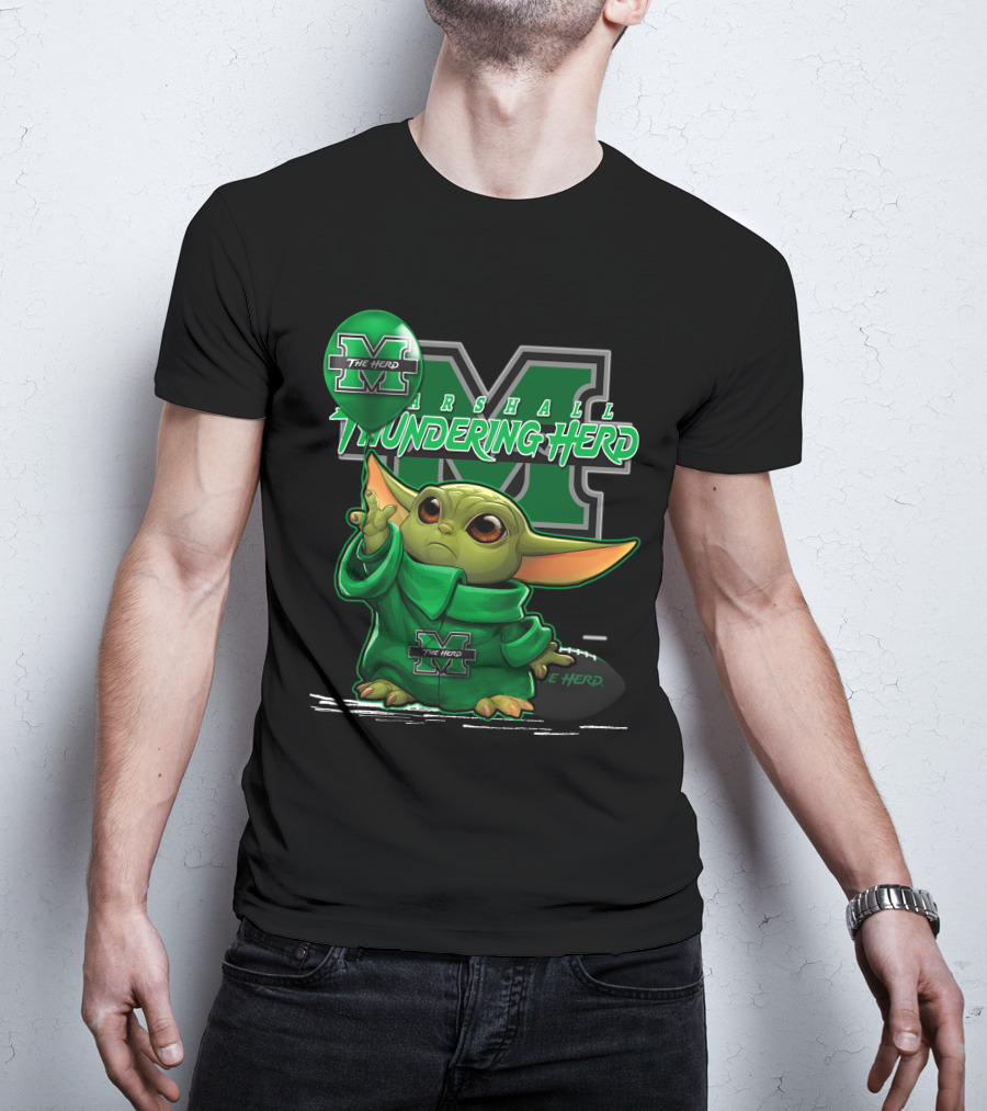 Yoda The Herd Marshall Thundering Herd Football Balloon T-Shirt