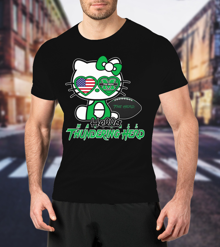 Hello Kitty Marshall The Herd Thundering Herd Football T-Shirt