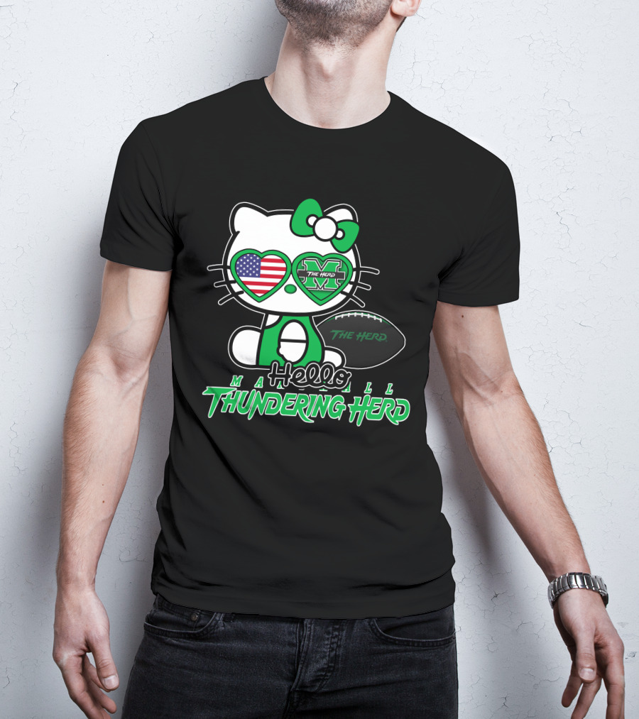 Hello Kitty Marshall The Herd Thundering Herd Football T-Shirt