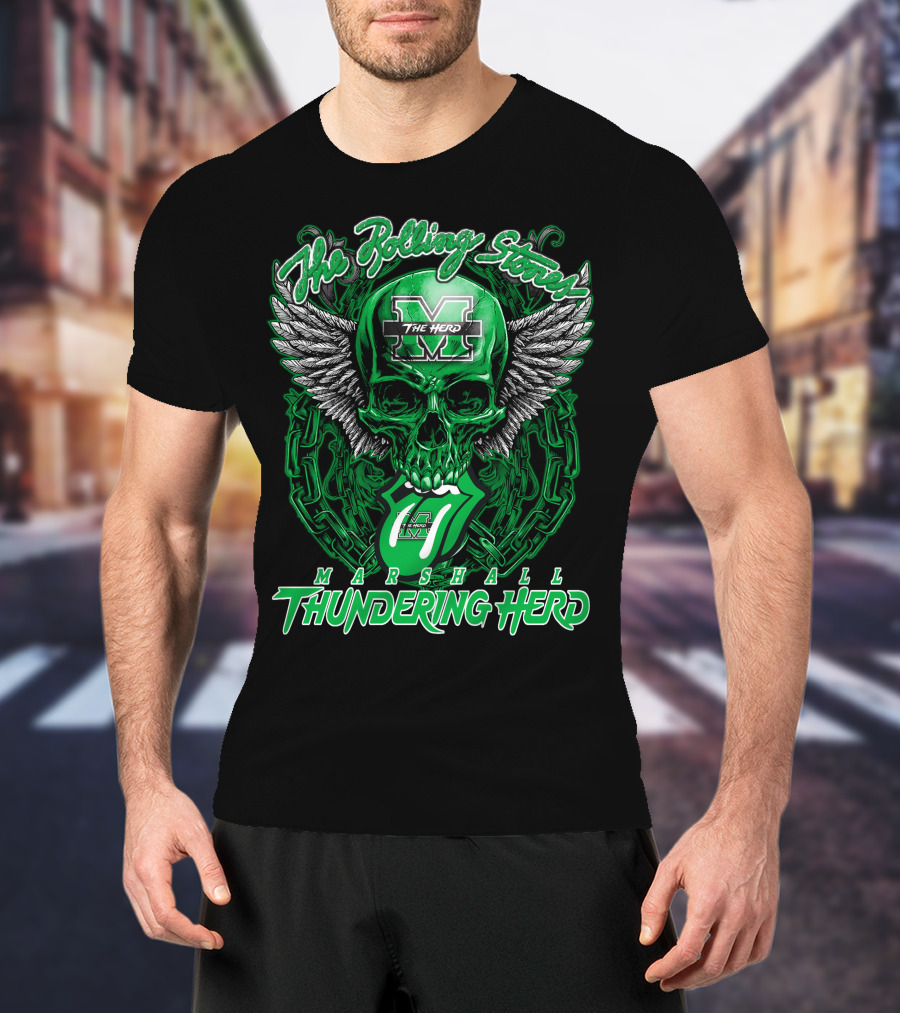 The Rolling Stones Marshall Thundering Herd Skull With Wings And Tongue T-Shirt
