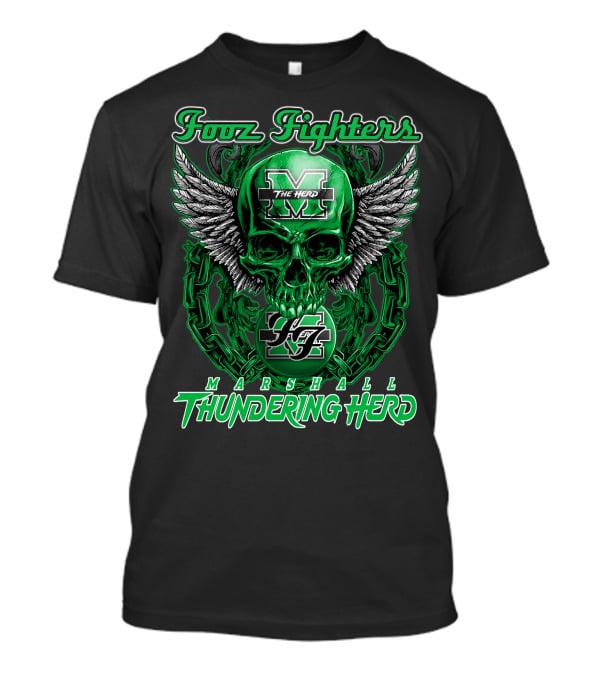 Fooz Fighters Marshall Thundering Herd The Herd Skull Wings Chain 92 T-Shirt