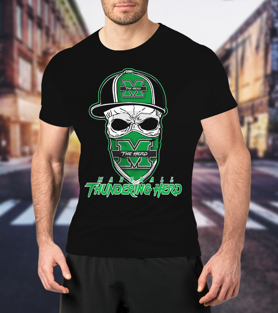 Marshall Thundering Herd Skull Hat The Herd M T-Shirt