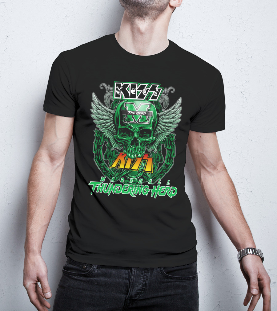 Kiss Marshall Thundering Herd M The Herd Skull Wings Chains T-Shirt