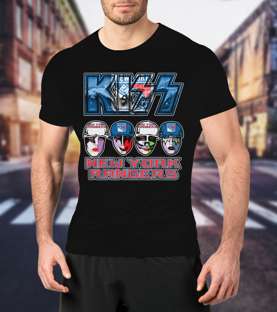 Kiss New York Rangers Iconic Band And Ice Hockey Team Fusion T-Shirt