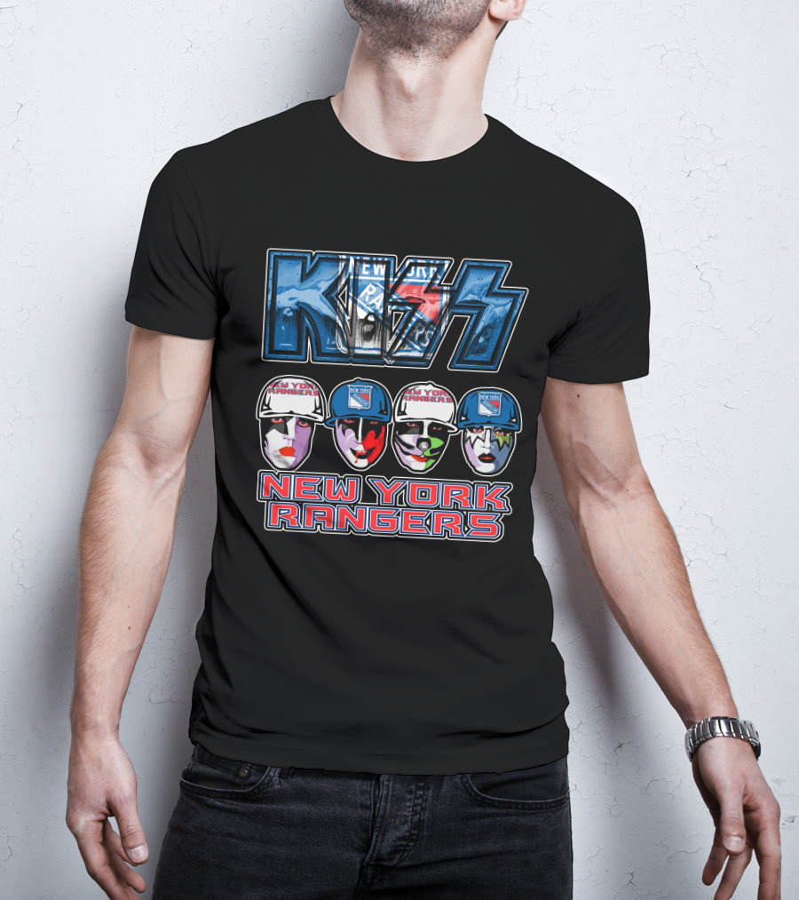 Kiss New York Rangers Iconic Band And Ice Hockey Team Fusion T-Shirt