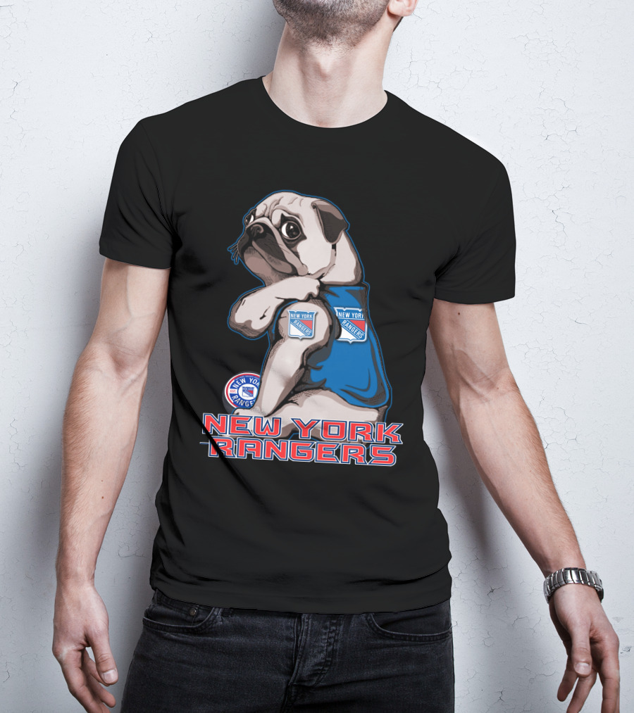 Pug Wearing New York Rangers Jersey T-Shirt