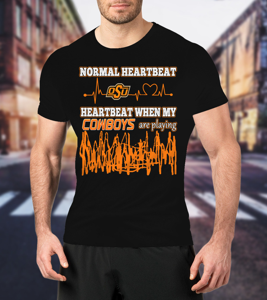 Normal Heartbeat OSU Cowboys Heartbeat When My Cowboys Are Playing T-Shirt