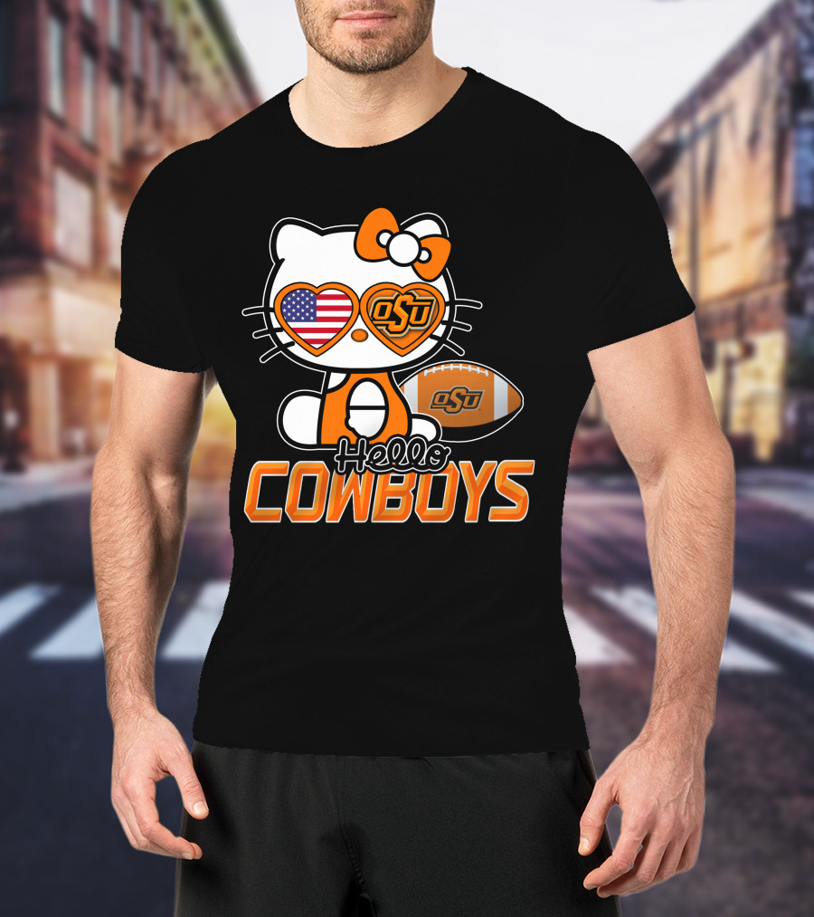 Hello Kitty OSU Cowboys Football Fan T-Shirt
