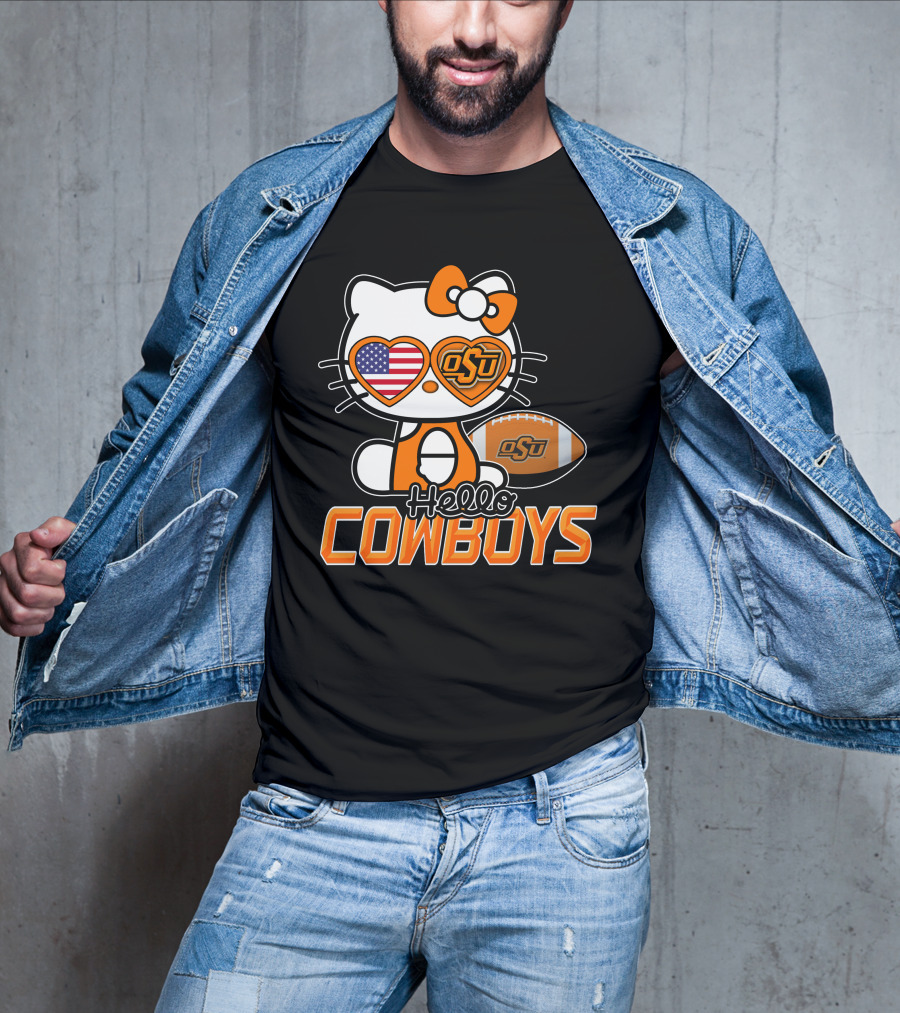 Hello Kitty OSU Cowboys Football Fan T-Shirt