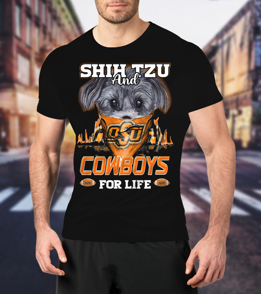 Shih Tzu And Cowboys OSU For Life T-Shirt