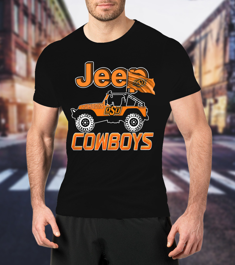 Jeep OSU Cowboys Oklahoma State University Flag T-Shirt