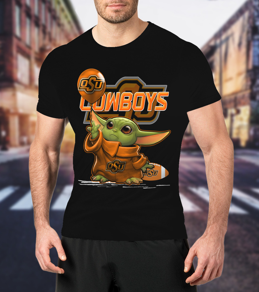 Yoda OSU Cowboys Balloon Football T-Shirt