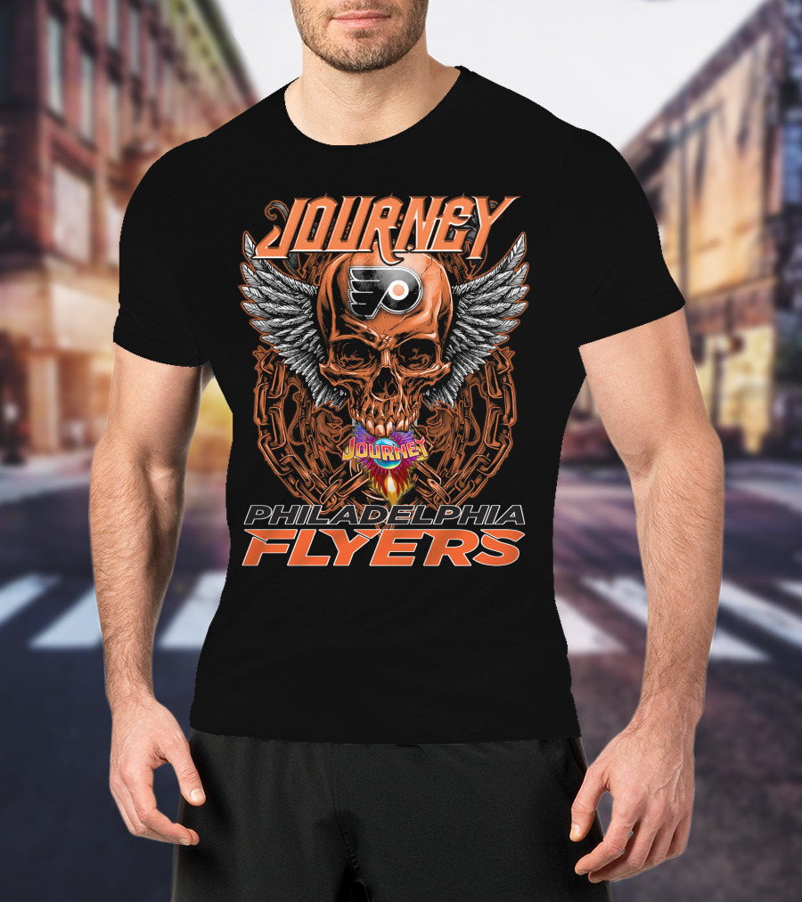 Journey Philadelphia Flyers Skull Wings T-Shirt