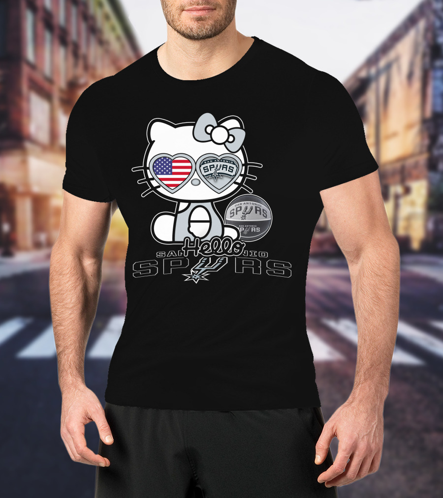 Hello Kitty San Antonio Spurs USA Flag T-Shirt
