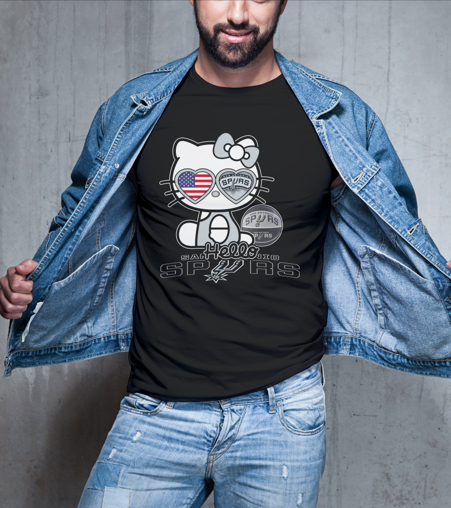 Hello Kitty San Antonio Spurs USA Flag T-Shirt