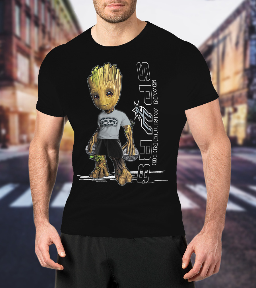 Groot San Antonio Spurs NBA Basketball Character Crossover T-Shirt