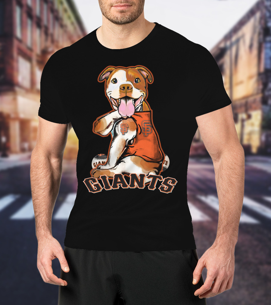 Pittbull San Francisco Giants Dog Logo Orange And Black T-Shirt