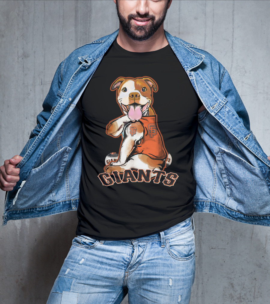Pittbull San Francisco Giants Dog Logo Orange And Black T-Shirt