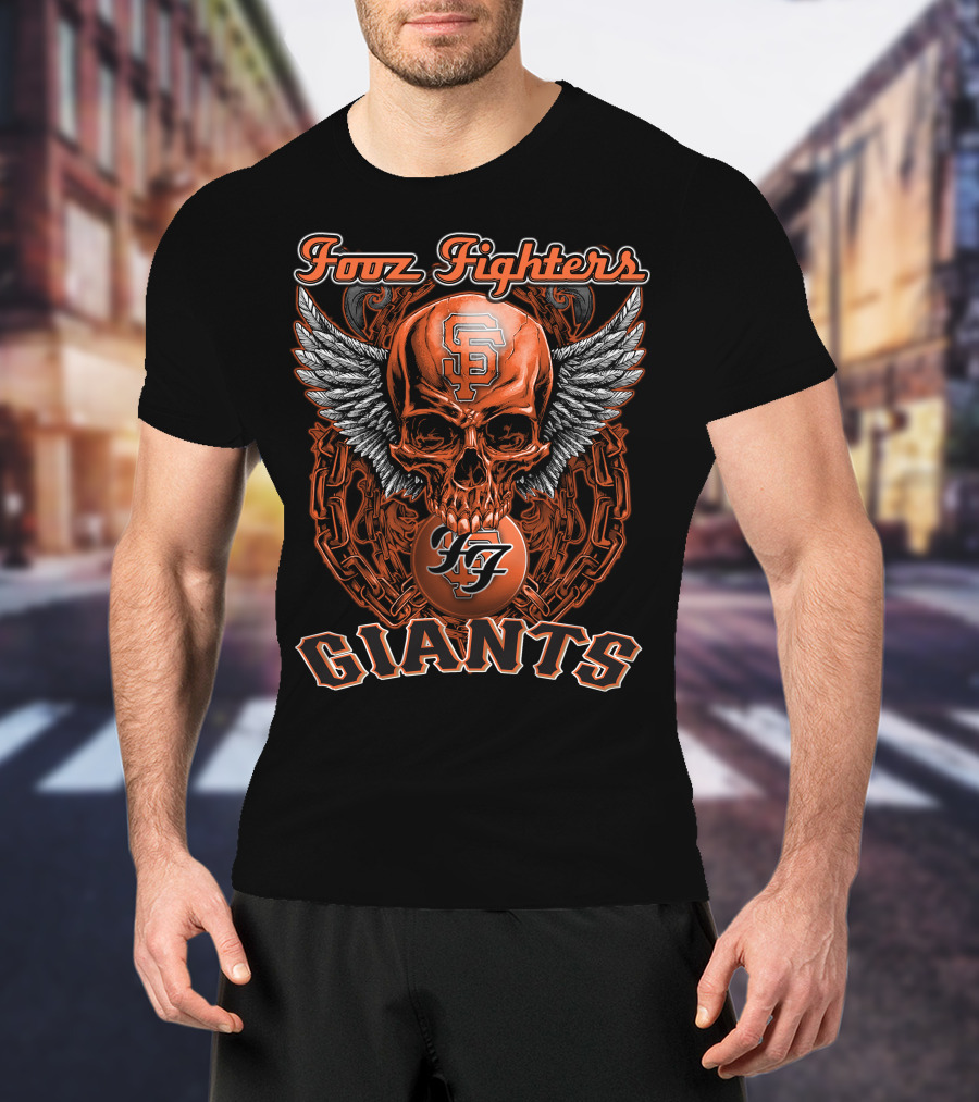 Foo Fighters SF Giants Skull Wings Chains T-Shirt