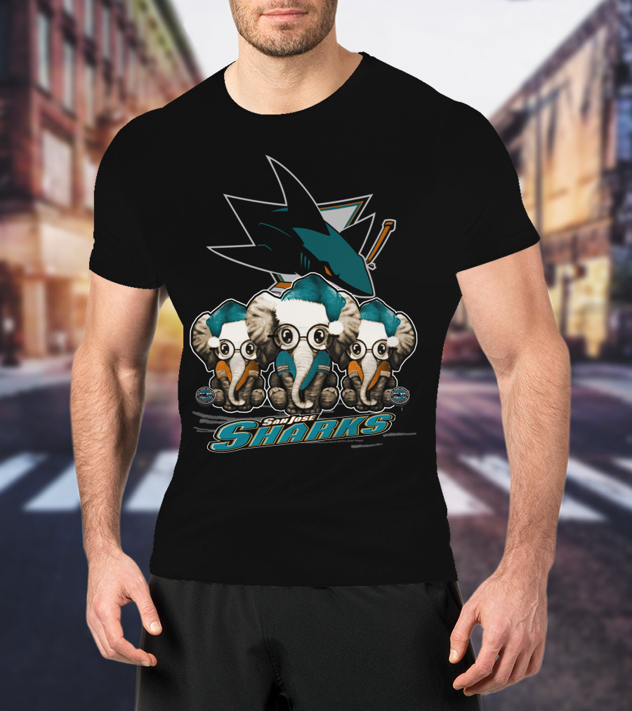 San Jose Sharks Elephants Xmas Trio T-Shirt