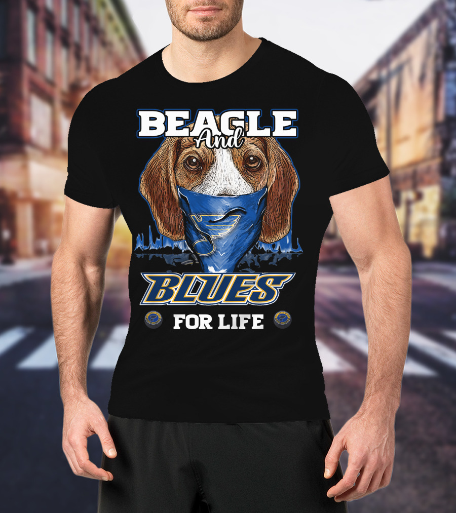 Beagle And Blues For Life St. Louis Blues Hockey T-Shirt