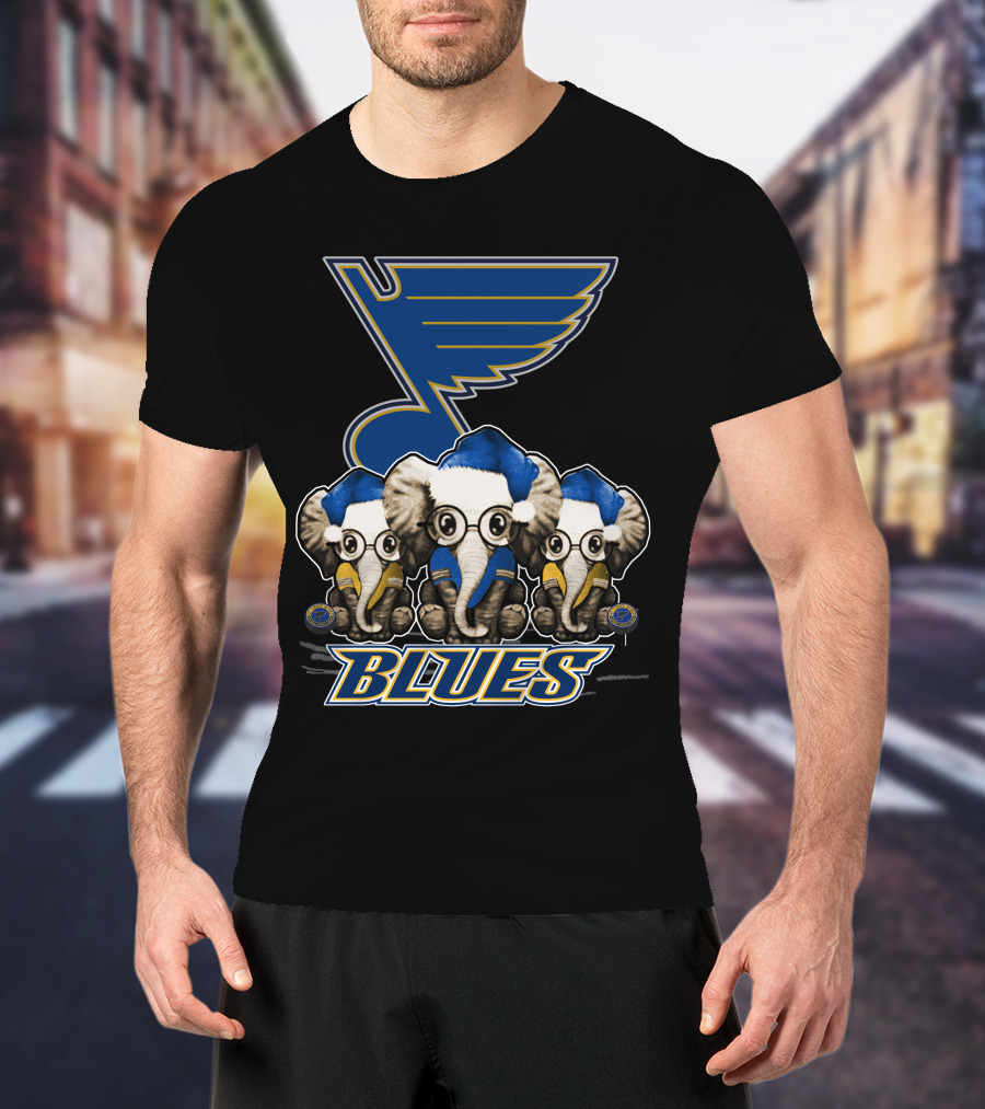 Elephan Xmas St. Louis Blues Hockey Elephants T-Shirt