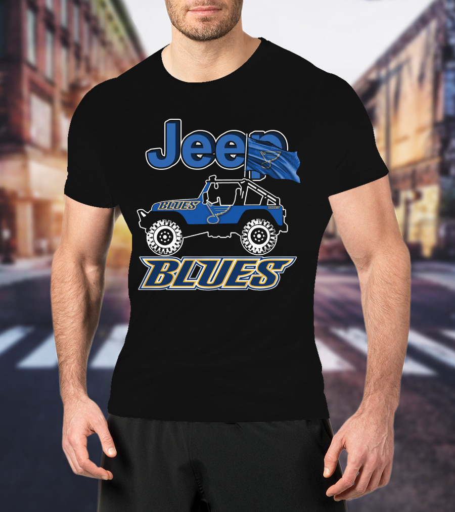 Jeep St. Louis Blues Flag And Vehicle Fan Gear T-Shirt