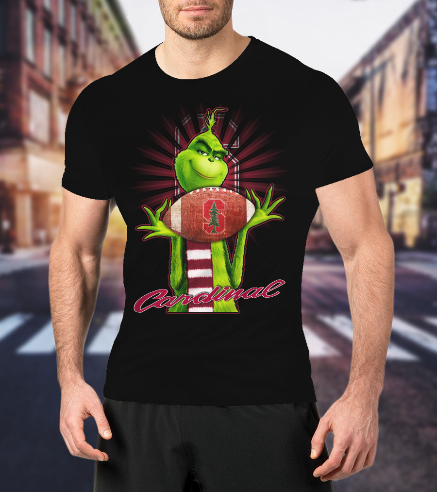 Grinch Holding Stanford Football Cardinal T-Shirt