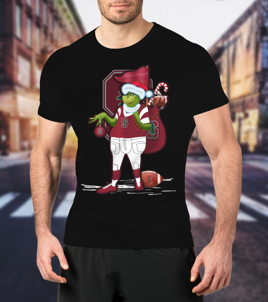 Grinchxmas Stanford Cardinal Christmas Football Santa Grinch T-Shirt