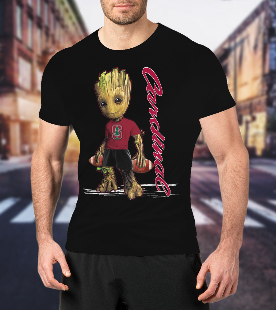 Groot Stanford Cardinal Football Character With Tree Logo And Cardinal Text T-Shirt