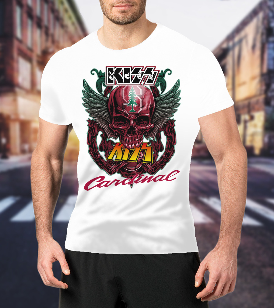 KISS Stanford Cardinal Winged Skull Chains T-Shirt