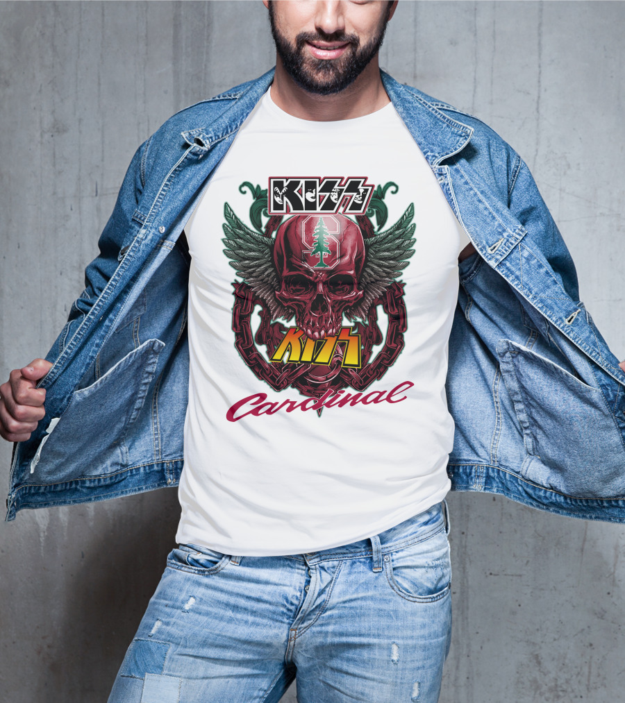 KISS Stanford Cardinal Winged Skull Chains T-Shirt