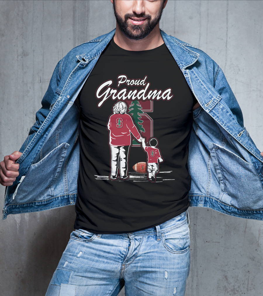 Proud Grandma Stanford Cardinal Football Fan With Logo And Tree T-Shirt