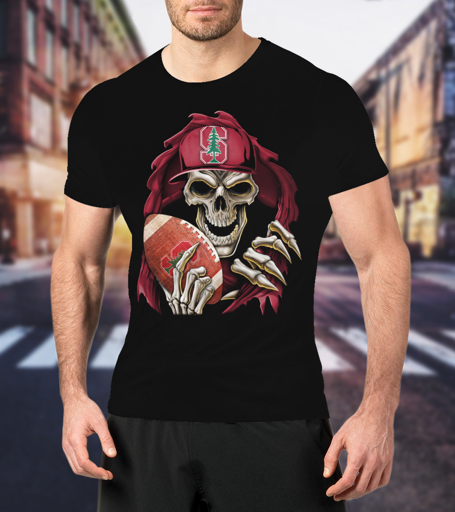 Skullbong Stanford Cardinal Skeleton Football T-Shirt