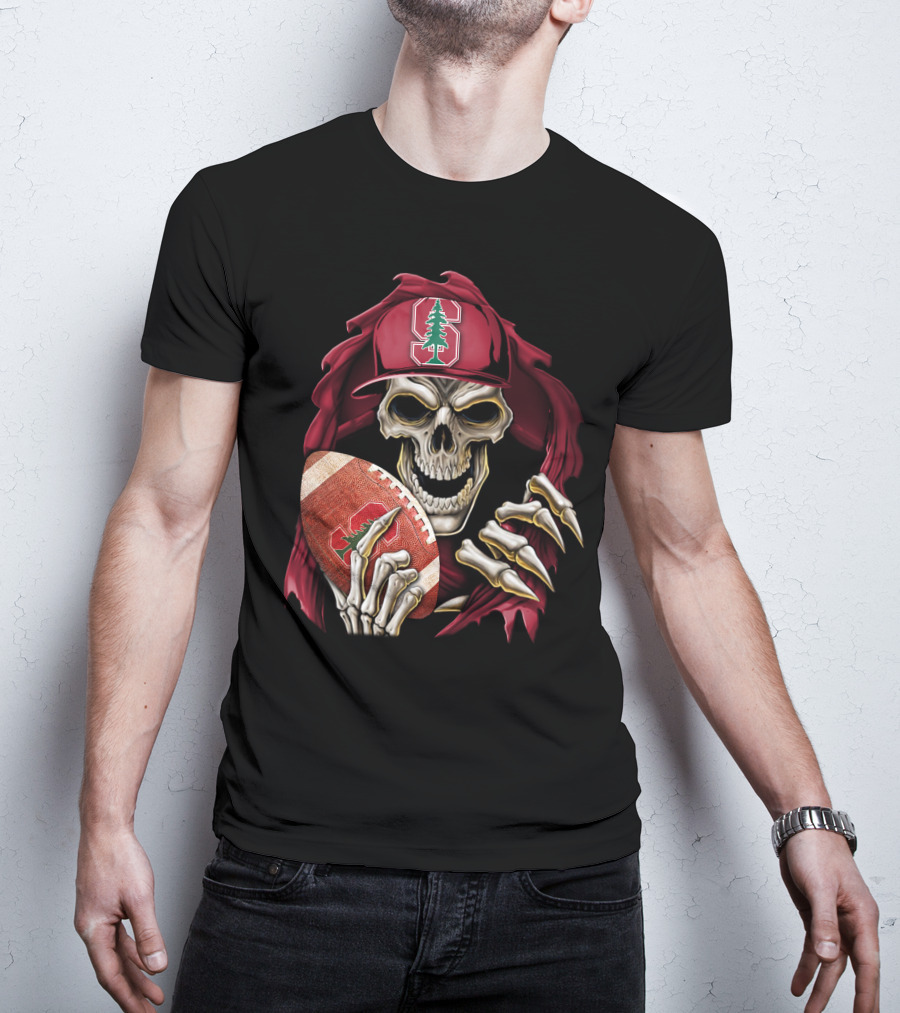 Skullbong Stanford Cardinal Skeleton Football T-Shirt
