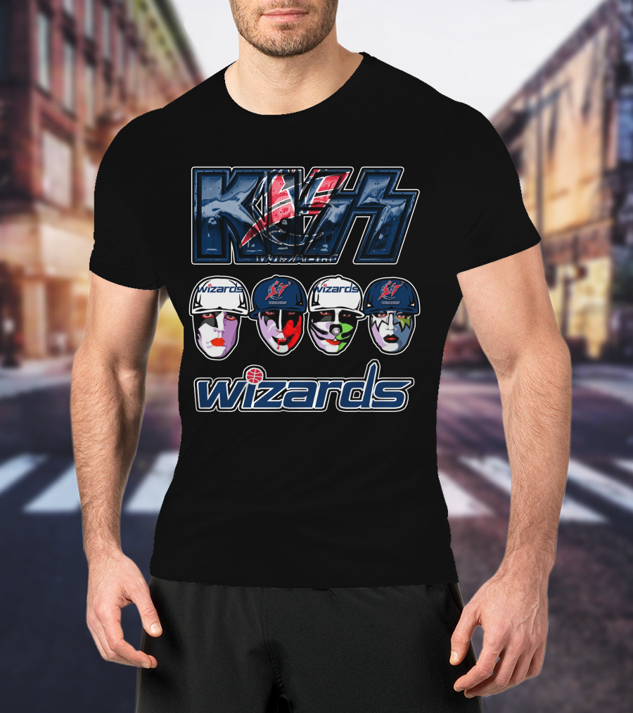 Kiss Washington Wizards Collaboration Logo Faces T-Shirt