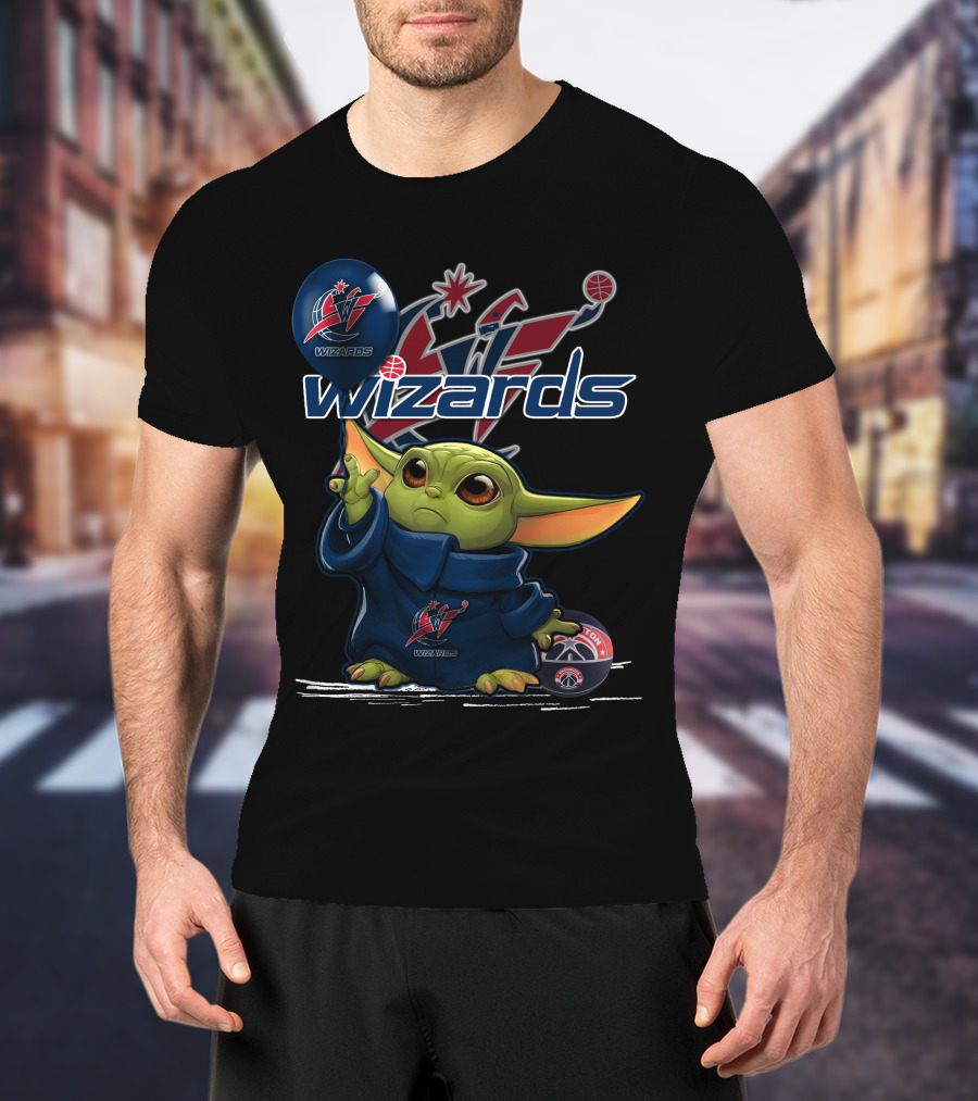 Wizards Yoda Logo Basketball Character With Washington Team Symbols T-Shirt