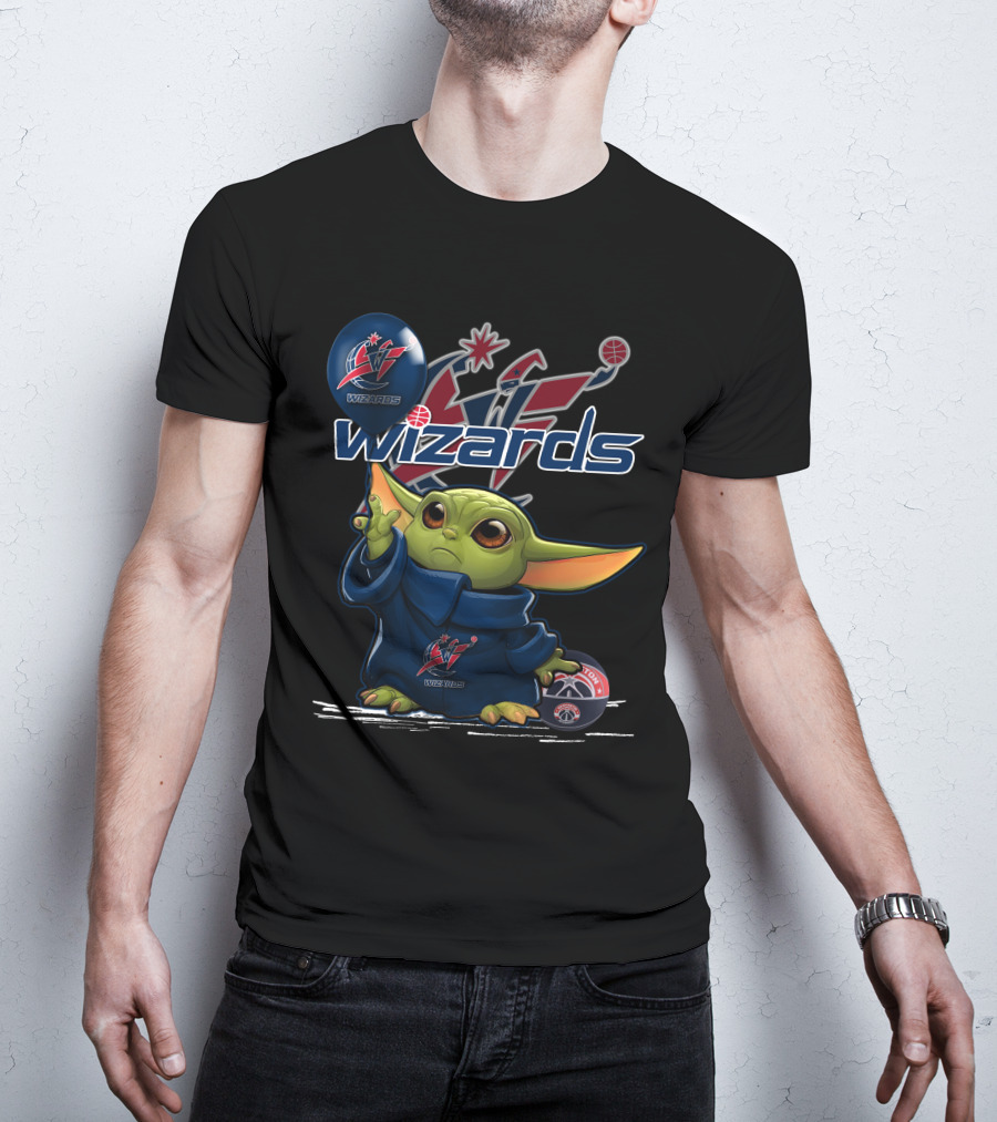 Wizards Yoda Logo Basketball Character With Washington Team Symbols T-Shirt
