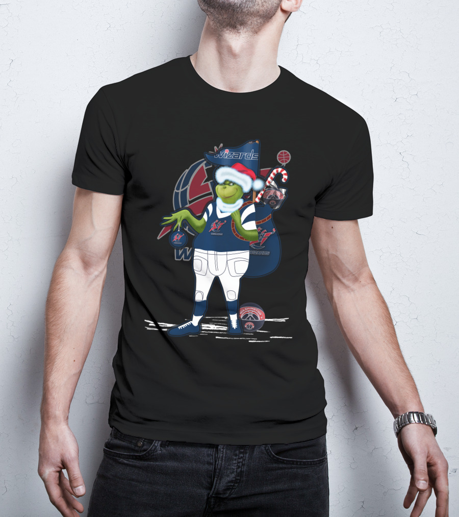 Grinchxmas Washington Wizards Santa Hat Basketball T-Shirt