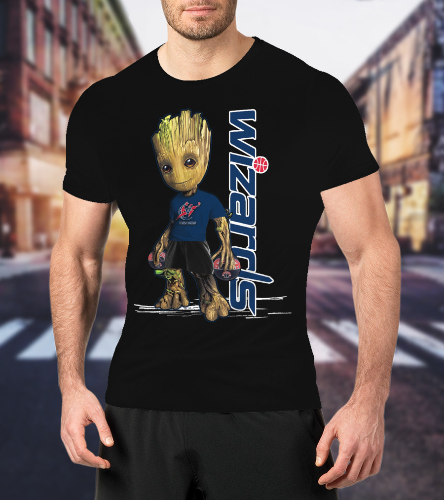 Groot Wearing Washington Wizards Jersey With Basketball Sneakers T-Shirt