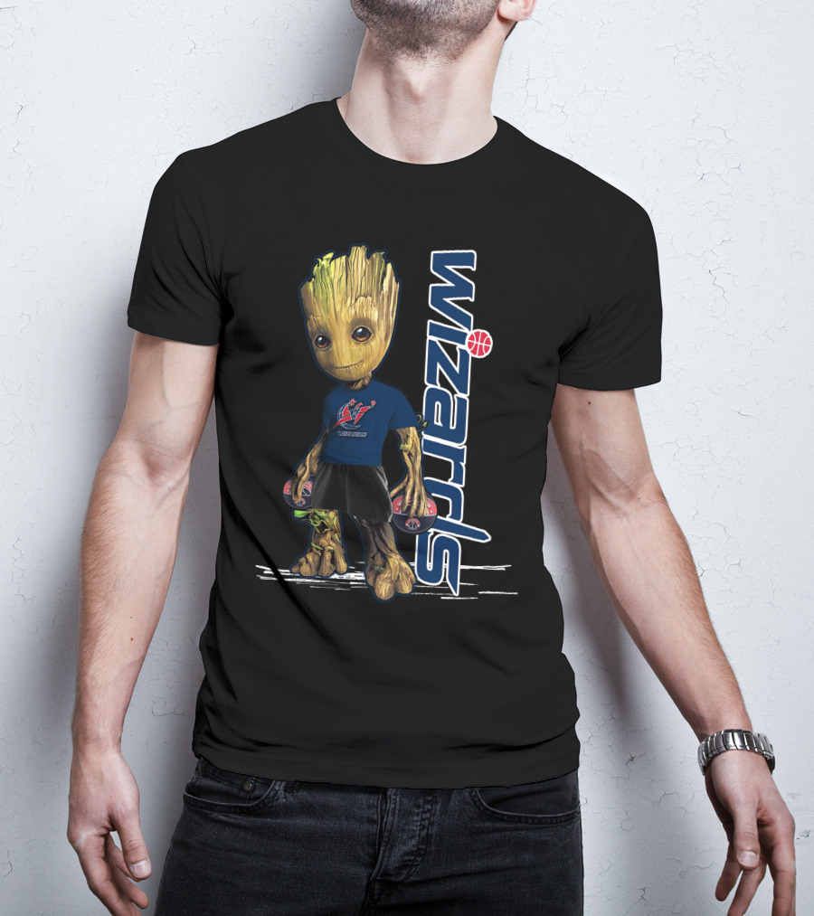 Groot Wearing Washington Wizards Jersey With Basketball Sneakers T-Shirt