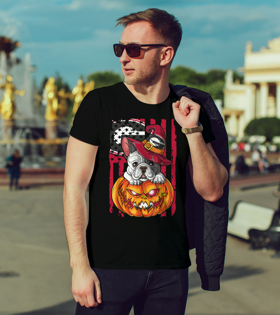 Hlw Bulldog Georgia Bulldogs Halloween Pumpkin And Witch Hat T-Shirt