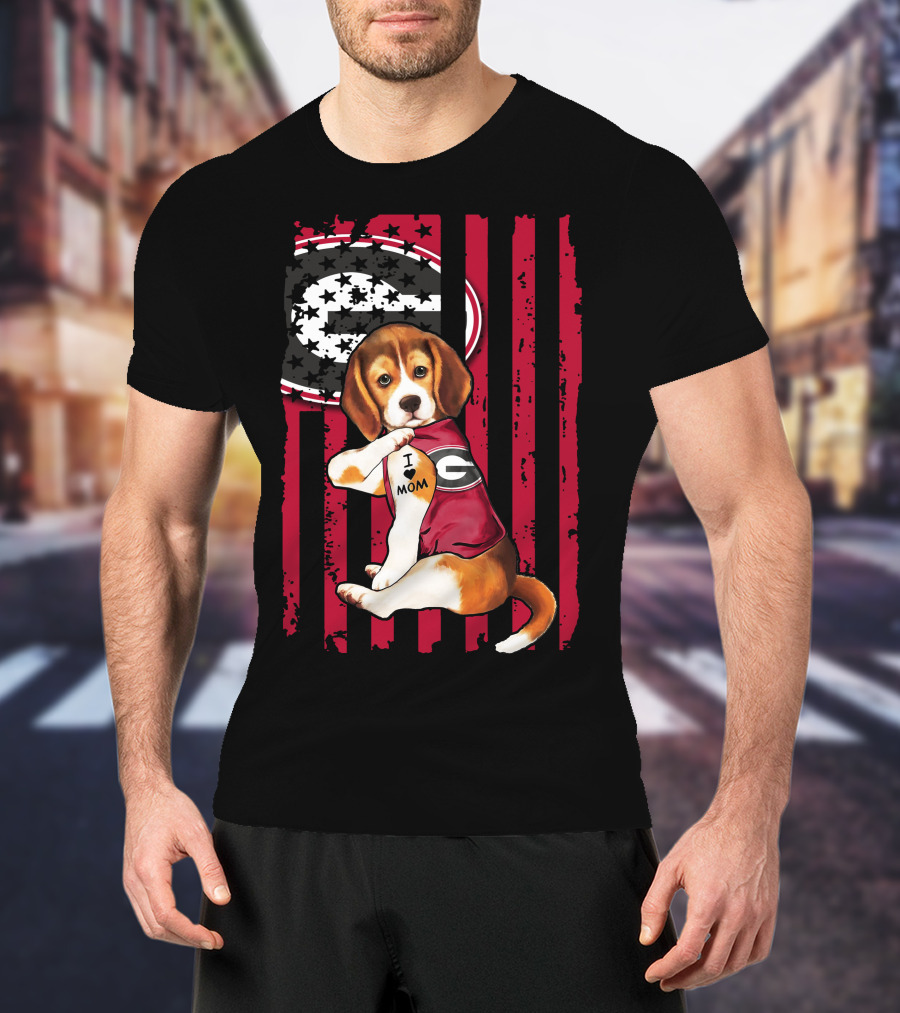 Beagle I Love Mom Georgia Bulldogs T-Shirt